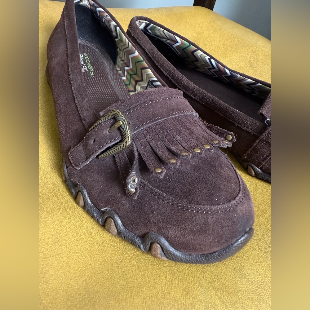 Skechers women’s sneakers Dark Brown Suede Loafers with Stud Details size 9,5 - Picture 10 of 14